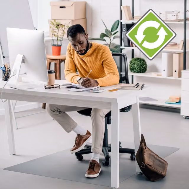 Floortex Transparent Polymer Chair Mat for Hard Floors, W: 90 cm, D: 90 cm