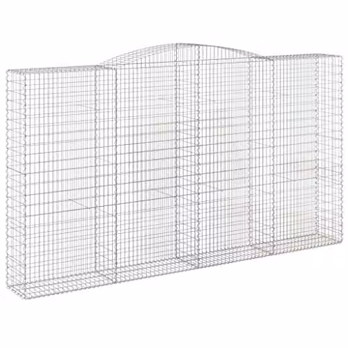 vidaXL Set of 6 Arched Gabion Baskets in Silver Galvanised Steel, W: 400 cm, D: 50 cm, H: 220/240 cm