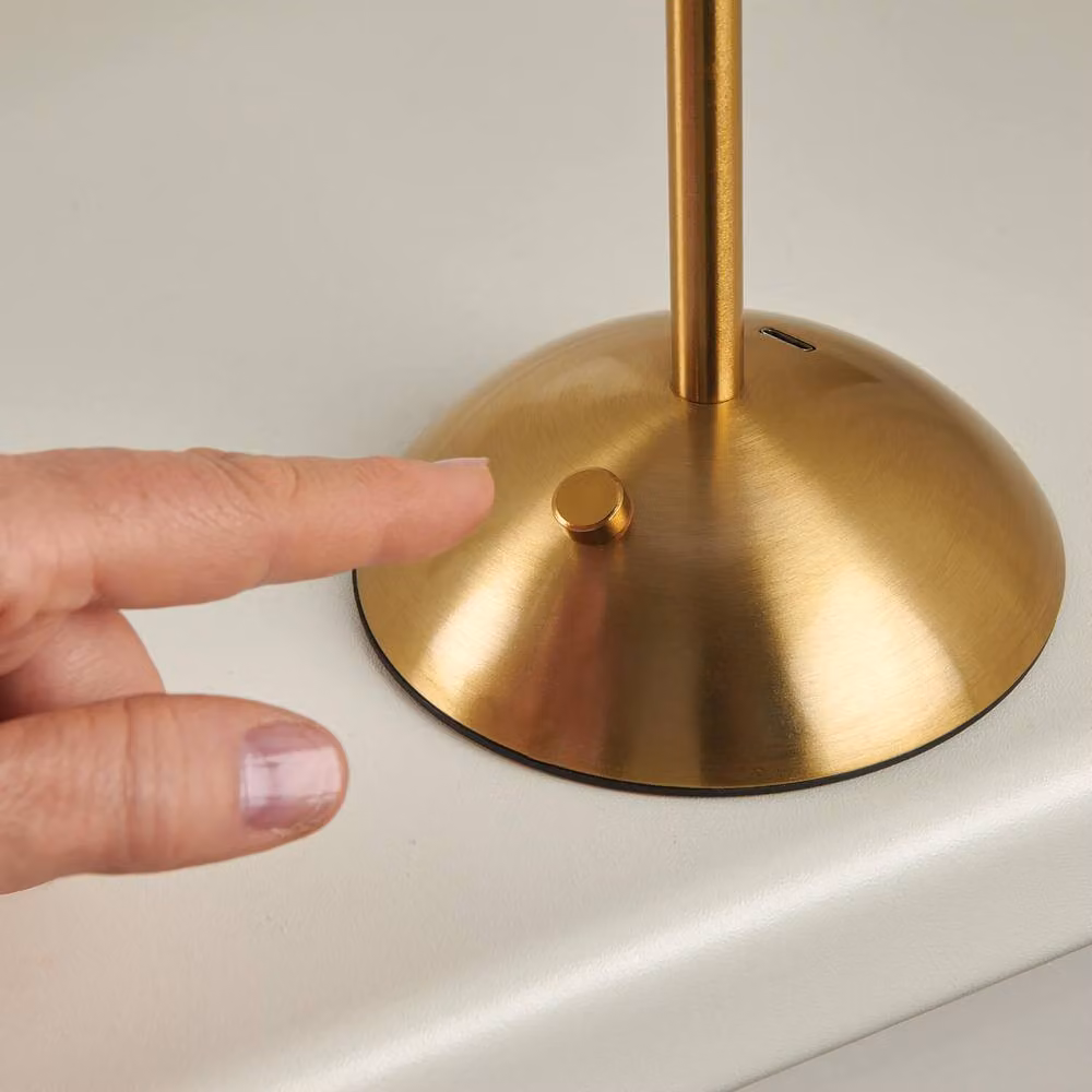 Coopers of Stortford Rechargeable Touch Table Lamp in Bronze and Gold/Brass with Glass Shade – 2