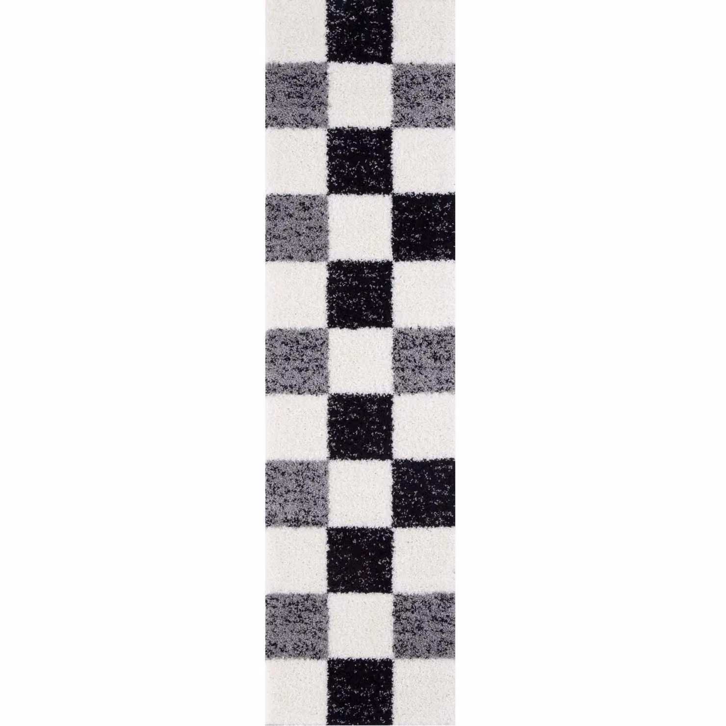 THE RUGS Modern Checked Grey Shaggy Area Rug, W/D/H: 160 x 230 cm – 13