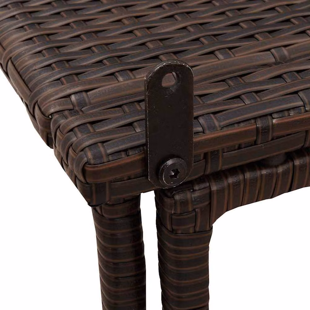 Berkfield Home Folding Garden Table in Brown Poly Rattan, W/D/H: 90 x 51 x 75 cm – 4
