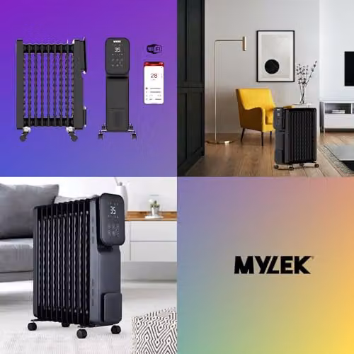 MYLEK 2000W Smart Oil Filled Radiator with WiFi App Control and Timer, Black – 4