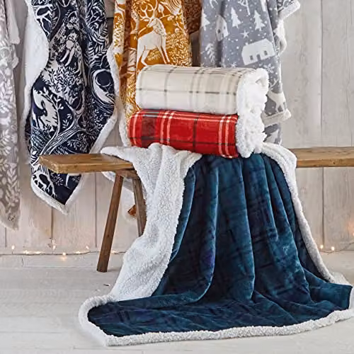 Riva Home Blake Checked Fleece Throw, Green, W/D/H: 150 x 130 x 130 cm – 2