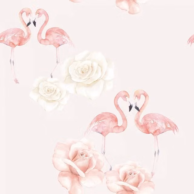 I Love Wallpaper Floral Flamingo Wallpaper in Soft Pink