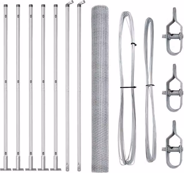 Berkfield Home Hexagon Fence in Silver Galvanised Steel, H: 150 cm x W: 10 m – 1
