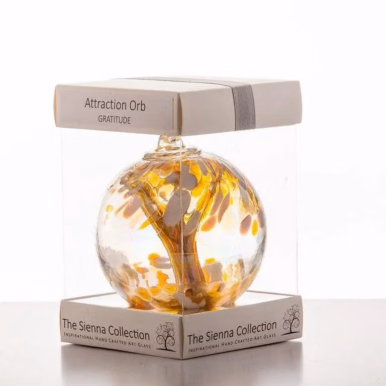 Sienna Glass Gratitude Attraction Orb Bauble in Gold
