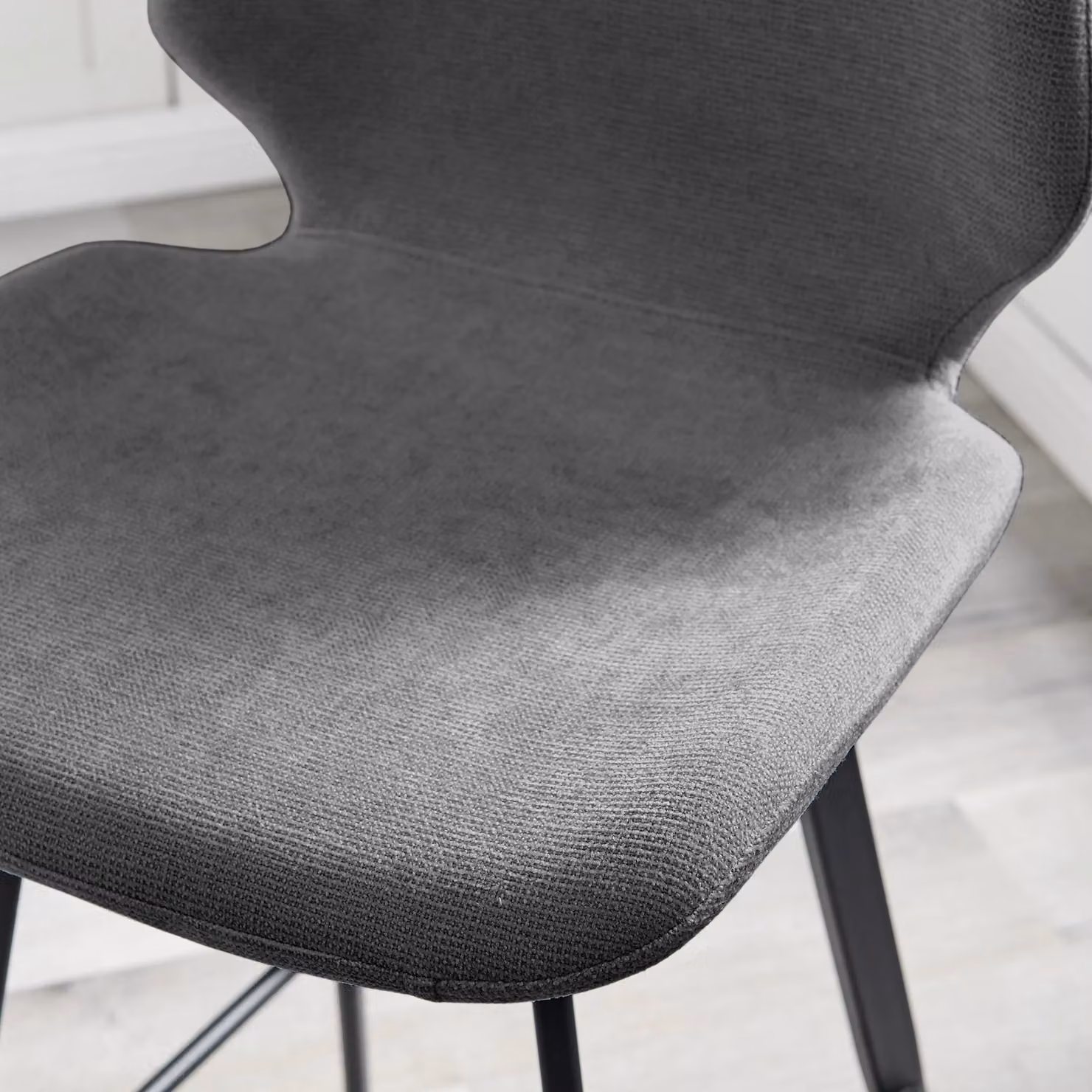 FurnitureboxUK Nyla Set of 2 Modern Upholstered Fabric Counter Stools in Grey with Black Metal Legs – 2