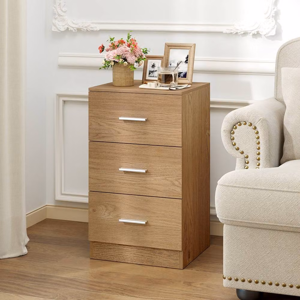 Costway Modern Bedside Table and Nightstand Storage Organiser in Sand Brown – 2