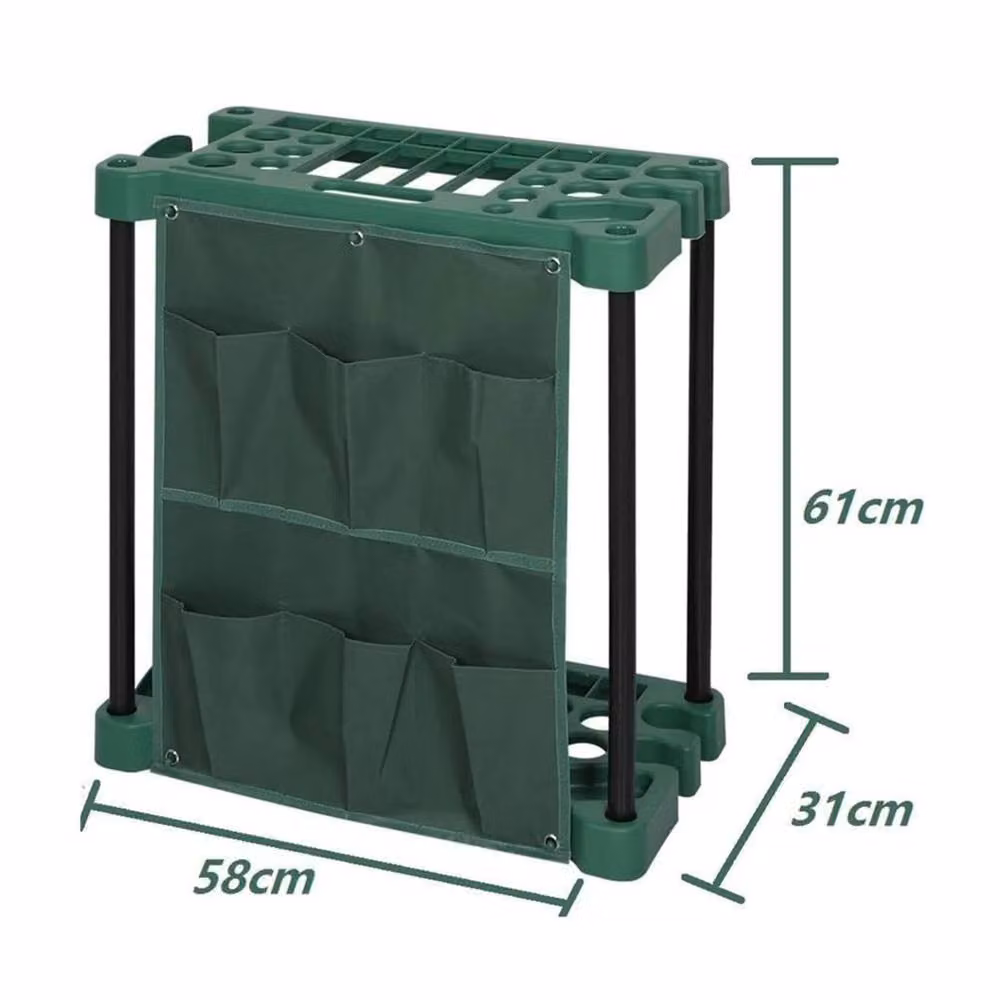 SPETLEK 2-Tier Green Garden Tool Holder Stand for Outdoor Equipment Storage, W: 60 cm – 2