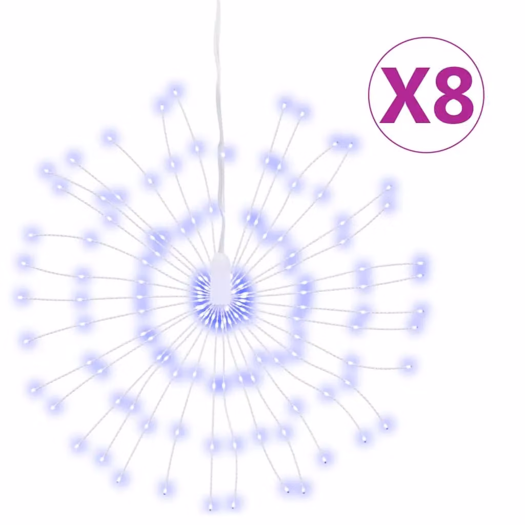 Berkfield Home Christmas Starburst Lights, 140 LEDs, 8 Pieces, Blue, Diameter: 17 cm – 2