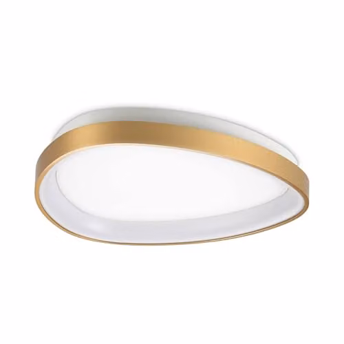 Ideal Lux Gemini LED Semi Flush Ceiling Light in Brass with 3000Lm Warm White Output, Diameter: 42 cm
