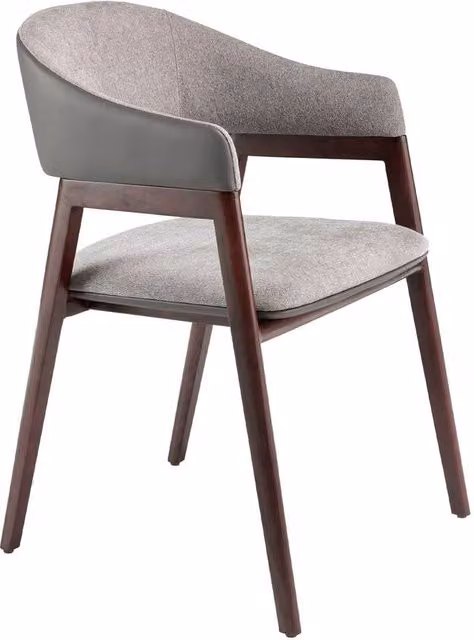 Angel Cerda Modern Dining Chair in Grey Fabric and Dark Mink Leatherette with Armrests – 1