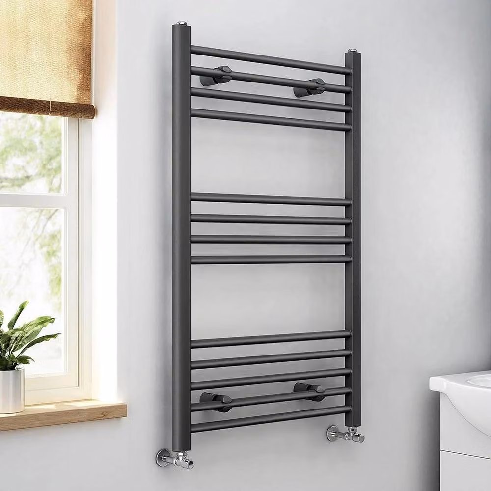 VOGREX Grey Straight Heated Towel Rail W: 60 cm, H: 100 cm, D: 6 cm – 2