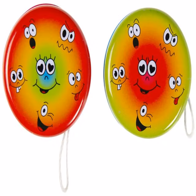 LG-Imports Pack of 12 Metal Emotions Theme Return Yo-Yos in White and Multicolour