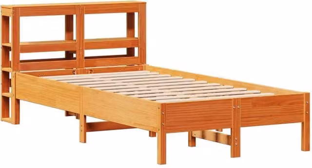 Berkfield Home Solid Pine Decorative Bed Frame in Waxed Brown, W/D/H: 120 x 200 cm