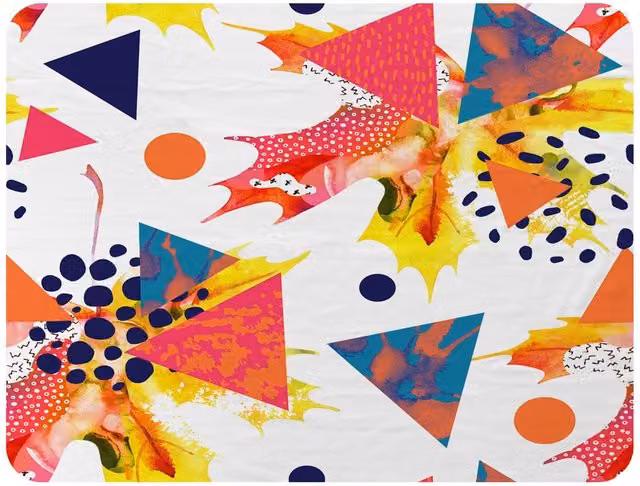 Benjamin Tate Design Maple Leaves and Geometric Patterns Fleece Blanket in Red, Beige and Multicolour, W/D/H: 120 x 150 cm – 2