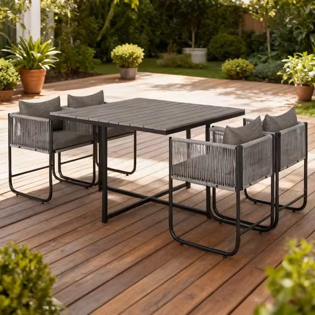 ERGOVEXA 4 Seater Rattan Cube Garden Furniture Set in Grey