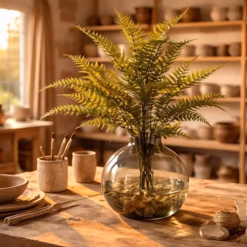 Leaf Green Fire Retardant Artificial Fern Foliage Branch, Height: 78 cm – 2