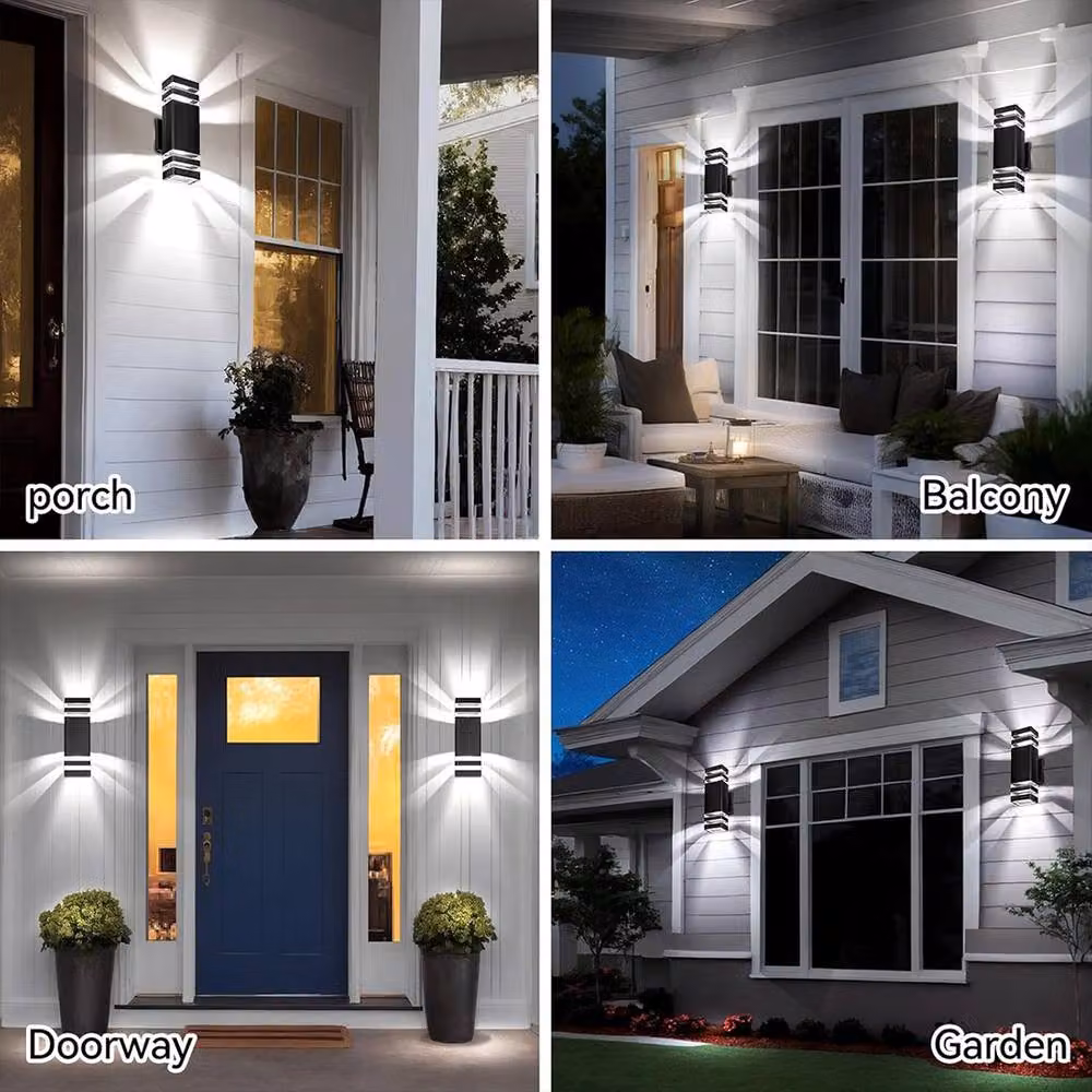 Ventryn Modern Up Down Outdoor Wall Light, Black Aluminium, IP65 Waterproof, GU10 LED, H 31.0 cm x W 11.0 cm x D 9.4 cm – 4