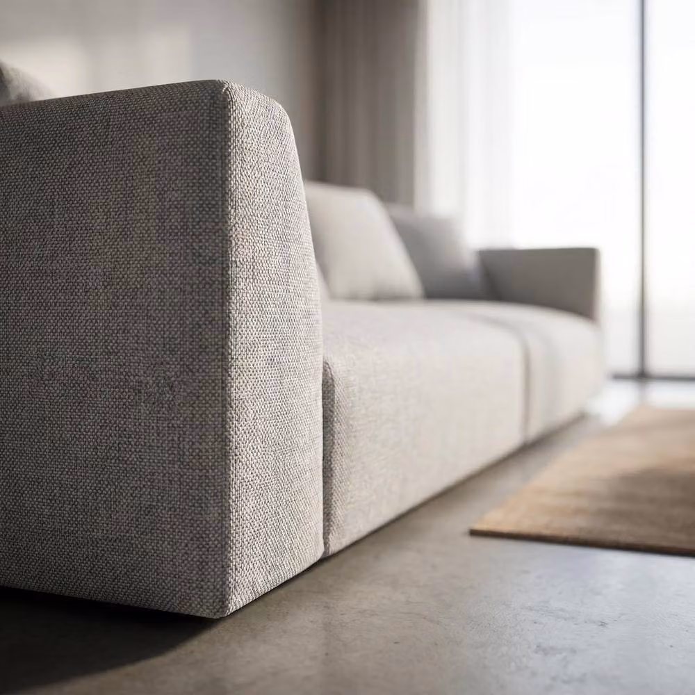Abakus Direct Tokyo 3 Seater Sofa in Light Grey and Green Brushed Tweed Fabric – 2