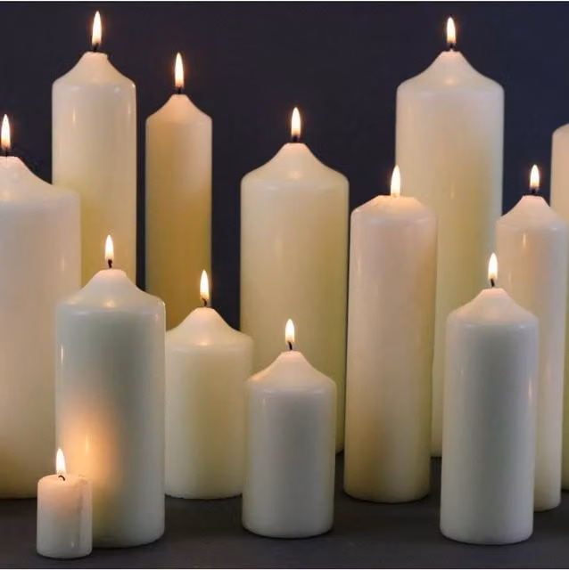 KDMD White and Beige Wax Pillar Church Candle