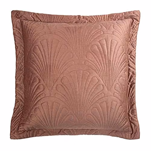 Paoletti Palmeria Quilted Velvet Cushion, Pink, W/D/H: 60 x 60 x 60 cm