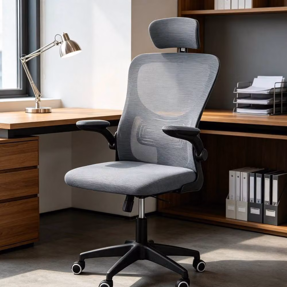 EONLION Ergonomic Mesh Office Chair in Grey with Adjustable Headrest and Armrests – 3