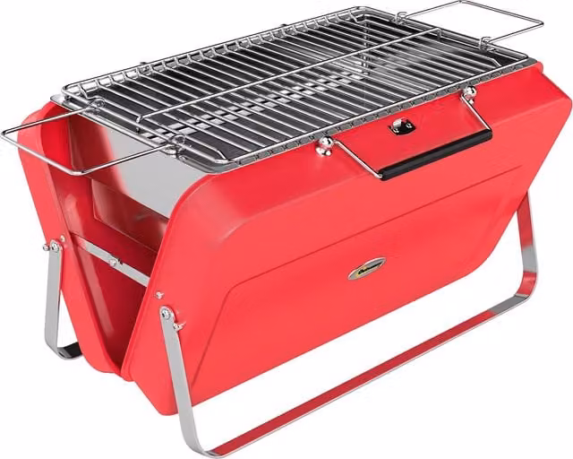 Outsunny Portable Mini Charcoal Barbecue Grill with Suitcase Shell, Red, W/D/H: 47 x 32 x 28 cm – 1