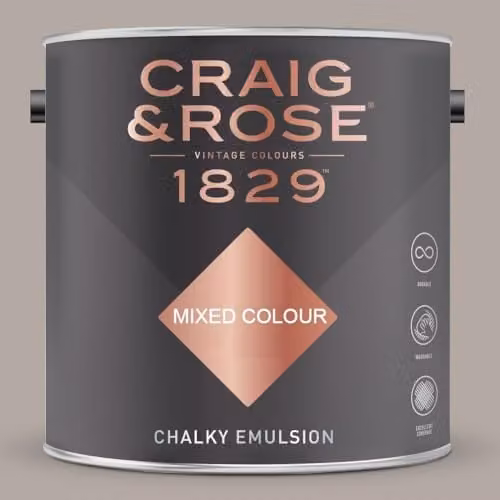 Craig & Rose 1829 Chalky Emulsion Paint in Grisaille, Matt, Grey, 2.5 l