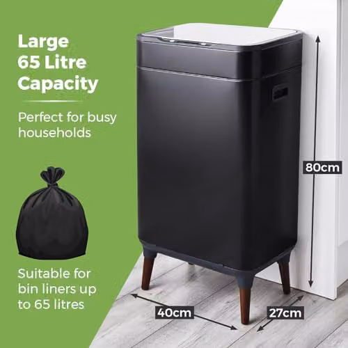 Tower T938022BLK Ozone Sensor Bin with Legs, 65L, Black – 4