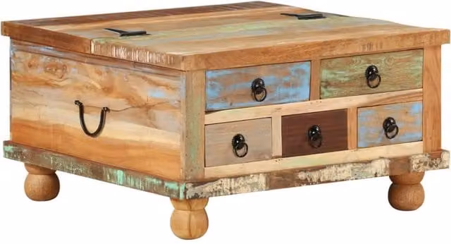 Berkfield Home Industrial Square Coffee Table in Brown Reclaimed Wood W/D/H: 70 x 70 x 38 cm – 1