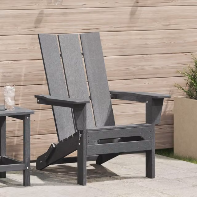 Berkfield Home Folding Adirondack Chair in Light Grey, W/D/H: 74.5 x 80.5 x 90 cm