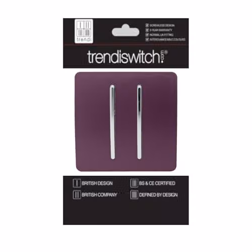 Trendi 2 Gang 3 Way Intermediate 10 Amp Rocker Light Switch in Plum Purple – 4