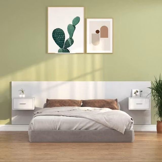 Berkfield Home Bed Headboard with Cabinets in White Engineered Wood