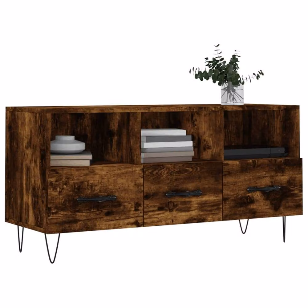 Berkfield Home Smoked Oak TV Cabinet in Brown, W/D/H: 102 x 36 x 50 cm – 3