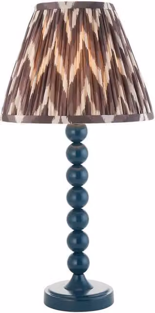 Netlighting Higgledy Blue Gloss Table Lamp with Grey Fabric Zigzag Shade, Diameter: 25 cm, E14 – 1