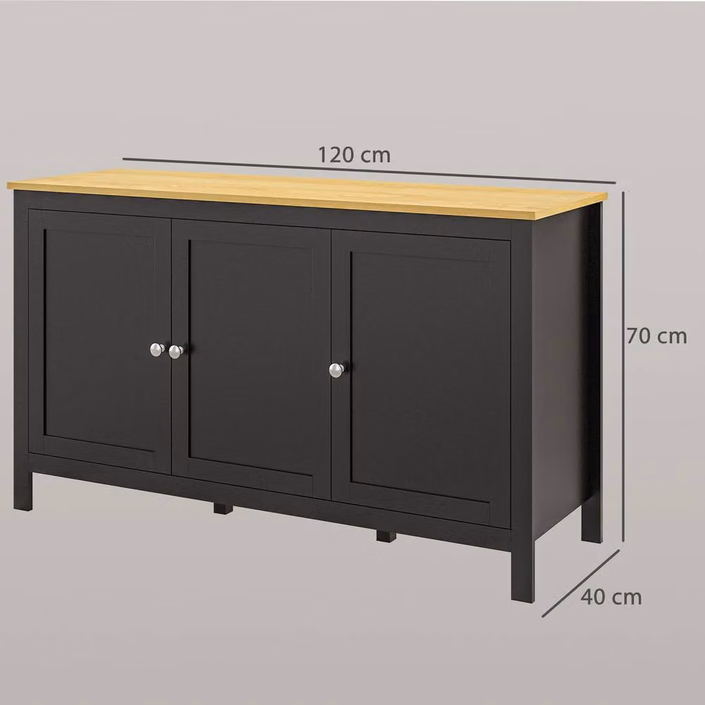 STILVORA Modern Black Lacquered Sideboard with 3 Doors and Adjustable Shelves – 3