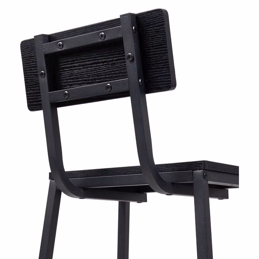 SPETLEK Set of 2 Black Industrial Metal Bar Stools – 3