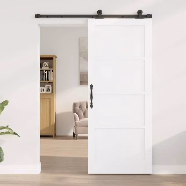 Berkfield Home Orkdal White Solid Wood Pine Sliding Door with Hardware Set