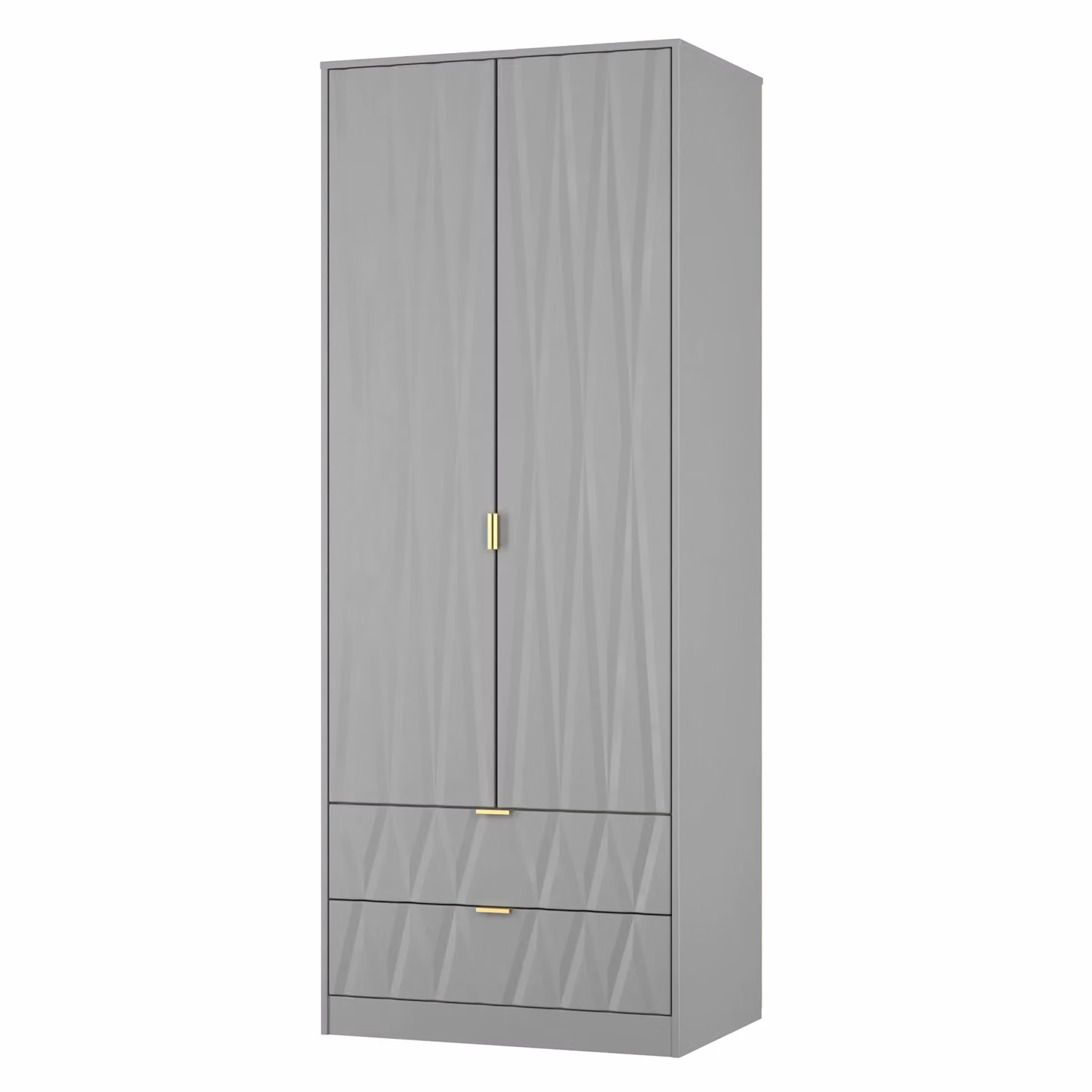 Ready Assembled 2 U Dallas Grey 2 Door 2 Drawer Wardrobe with Gold Details – 2