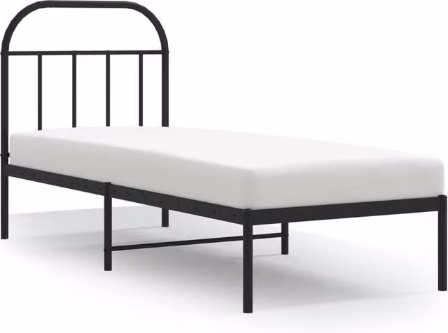 Berkfield Home Metal Bed Frame with Headboard in Black, Small Single, W/D/H: 75 x 190 cm