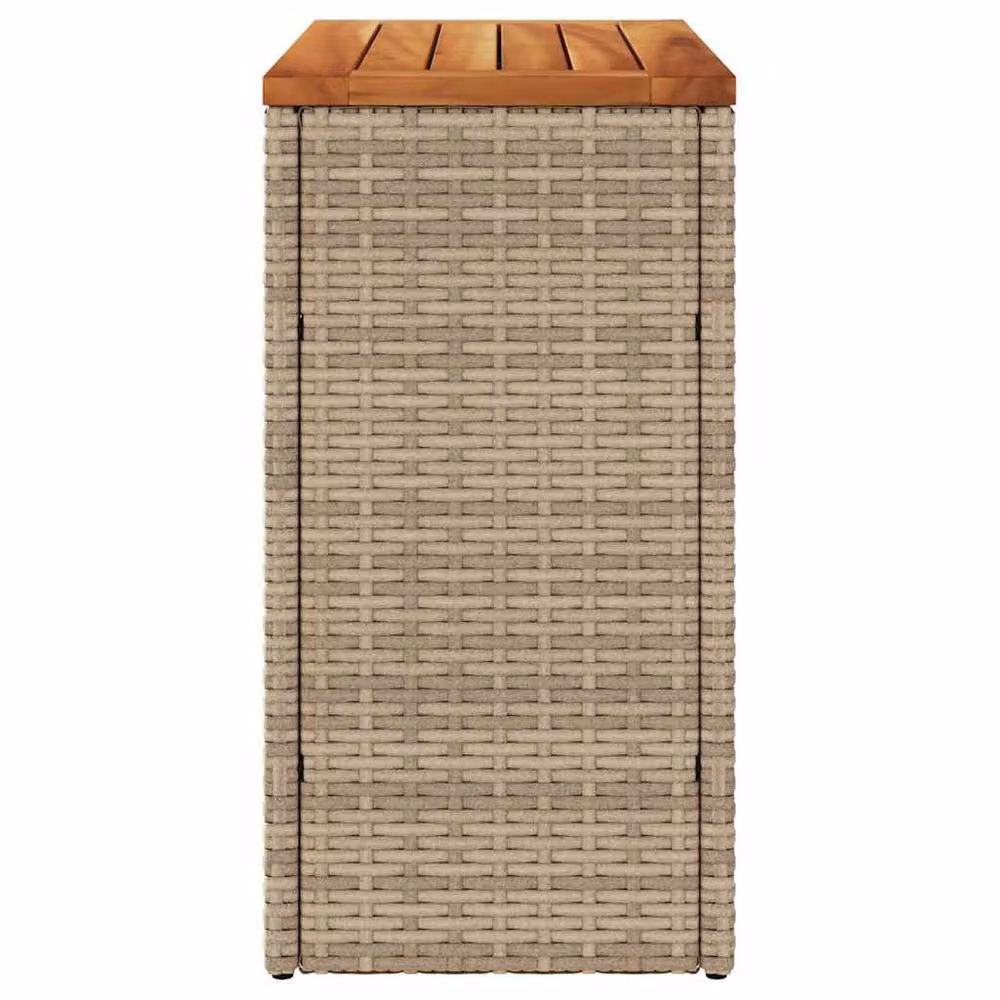 Berkfield Home Garden Side Table with Acacia Wood Top, Beige Poly Rattan and Powder Coated Steel, W/D/H: 58 x 27.5 x 55 cm – 2