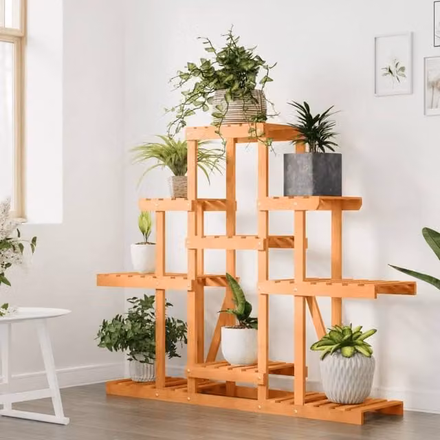 Berkfield Home Elegant Flower Stand in Brown Solid Wood, W/D/H: 110 x 25 x 96 cm – 1