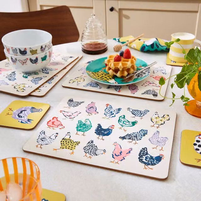 Ulster Weavers Chick Chicken Printed MDF Placemats, Pack of 4, Yellow and White – 1