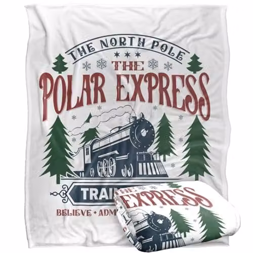 LOGOVISION The Polar Express Train Depot Super Soft Silky Touch Fleece Throw Blanket, Multicolour, W: 152 cm, D: 127 cm