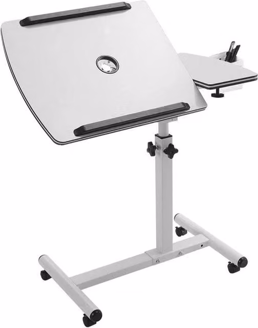 KORVIXA Adjustable Height and Tilting Laptop Tray and Writing Desk in White – 1