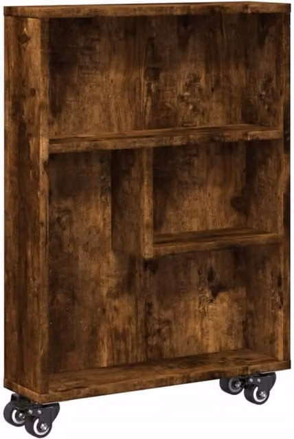 Berkfield Home Narrow Storage Trolley in Smoked Oak Brown, W/D/H: 48 x 13 x 68 cm