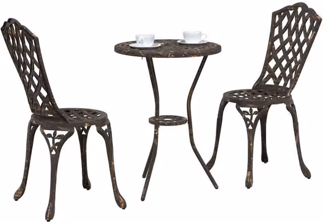 Berkfield Home Traditional Bronze Cast Aluminium Small Outdoor Dining Set – 1