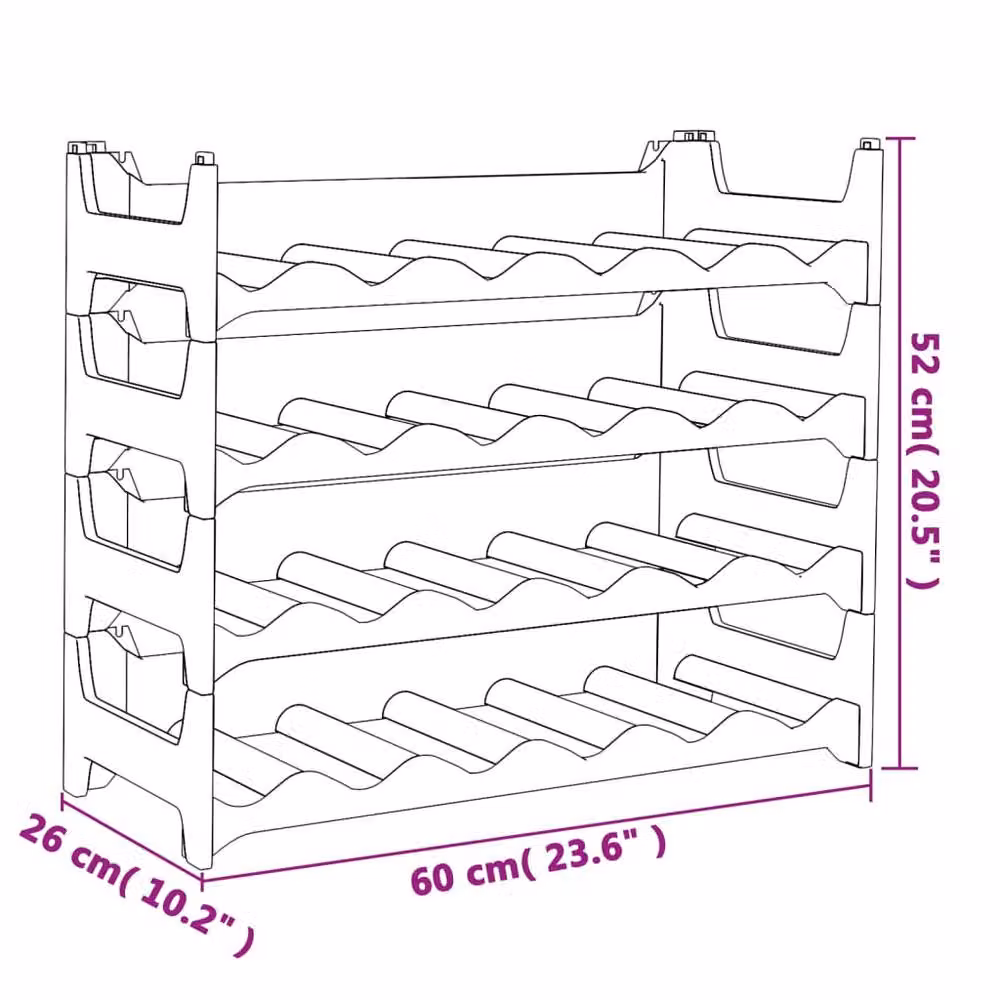 Berkfield Home Stackable Wine Rack for 24 Bottles in Matt Black – 6
