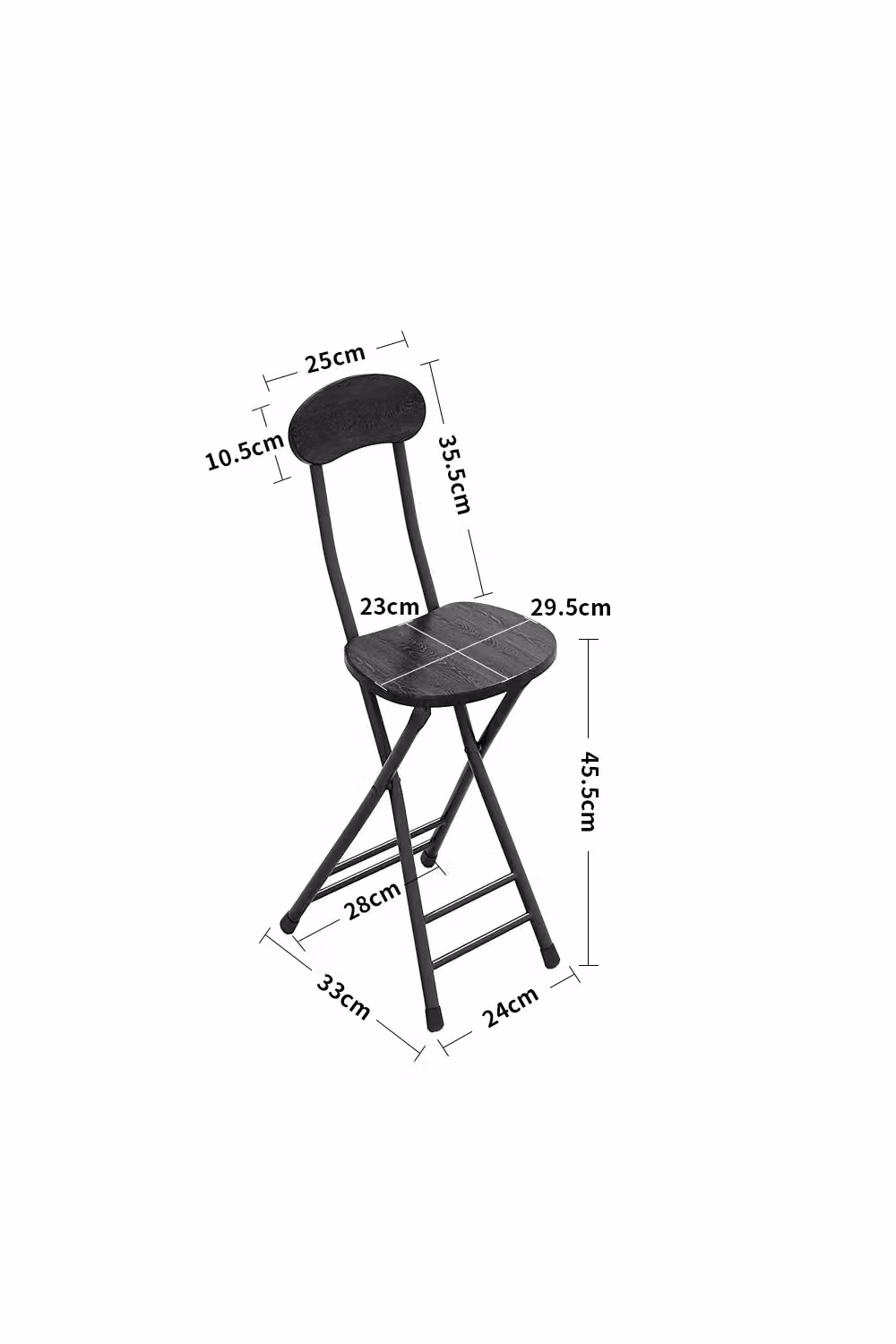 Living and Home Set of 4 Black Compact Wooden Folding Dining Chairs with Metal Legs – 5